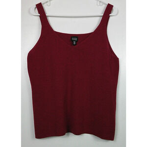 Eileen Fisher 100% Wool Tank Top L Berry Red Minimalist Neutral Capsule Layer